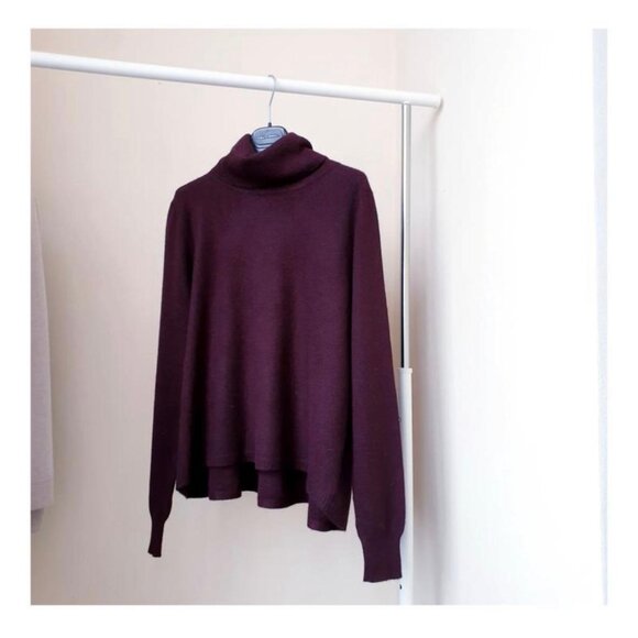Michael Kors Burgundy Silk & Cashmere Turtleneck S - Picture 1 of 7